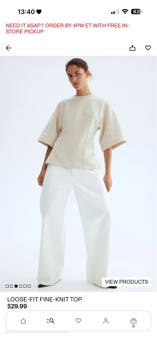 H&M Loose-Fit Fine-Knit Top - Light Beige Melange - XS - photo 3