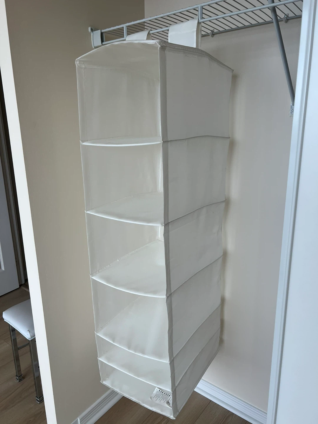 White Hanging Closet Organizer (6 Shelves)