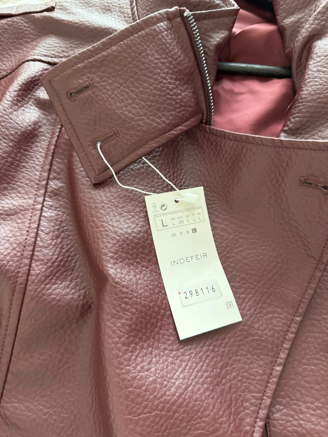 Indefier Faux Leather Bomber Jacket - Burgundy - Size L - photo 5
