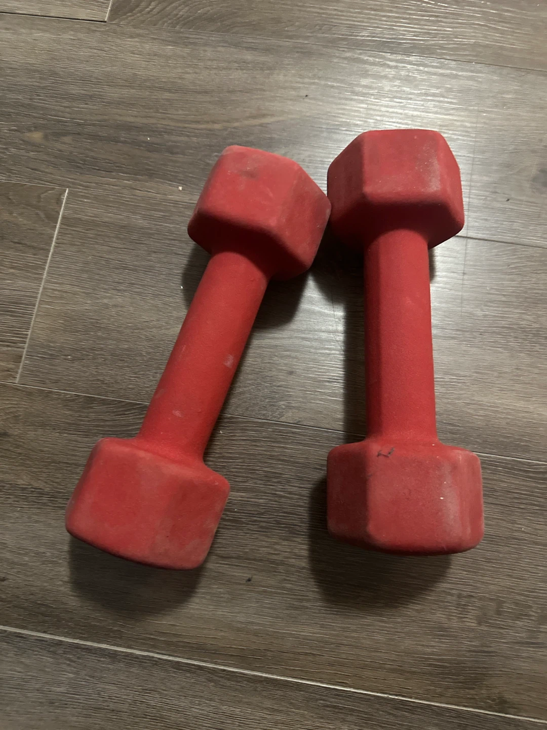 Pair of Red 10lb Dumbbells - photo 3