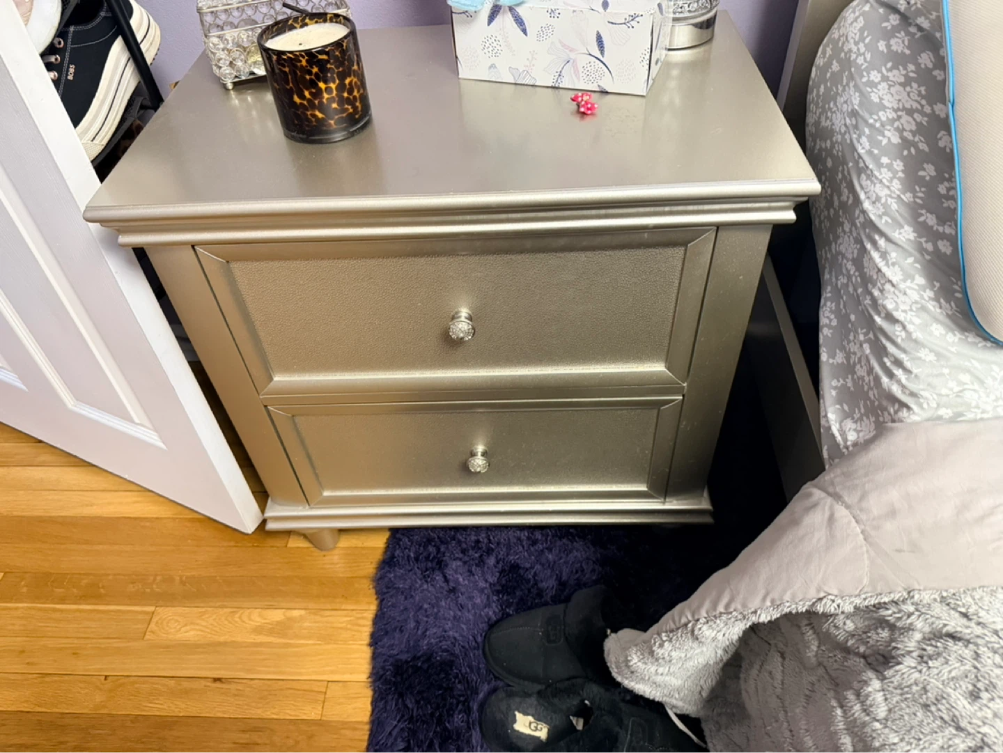 Silver 2-Drawer Nightstand