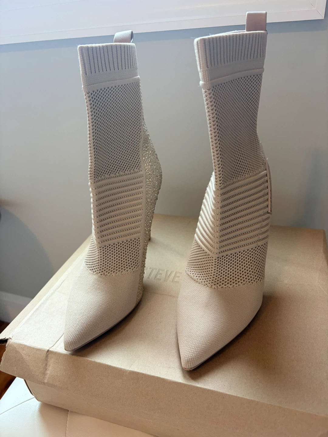 Steve Madden Rhinestone Knit Sock Boots