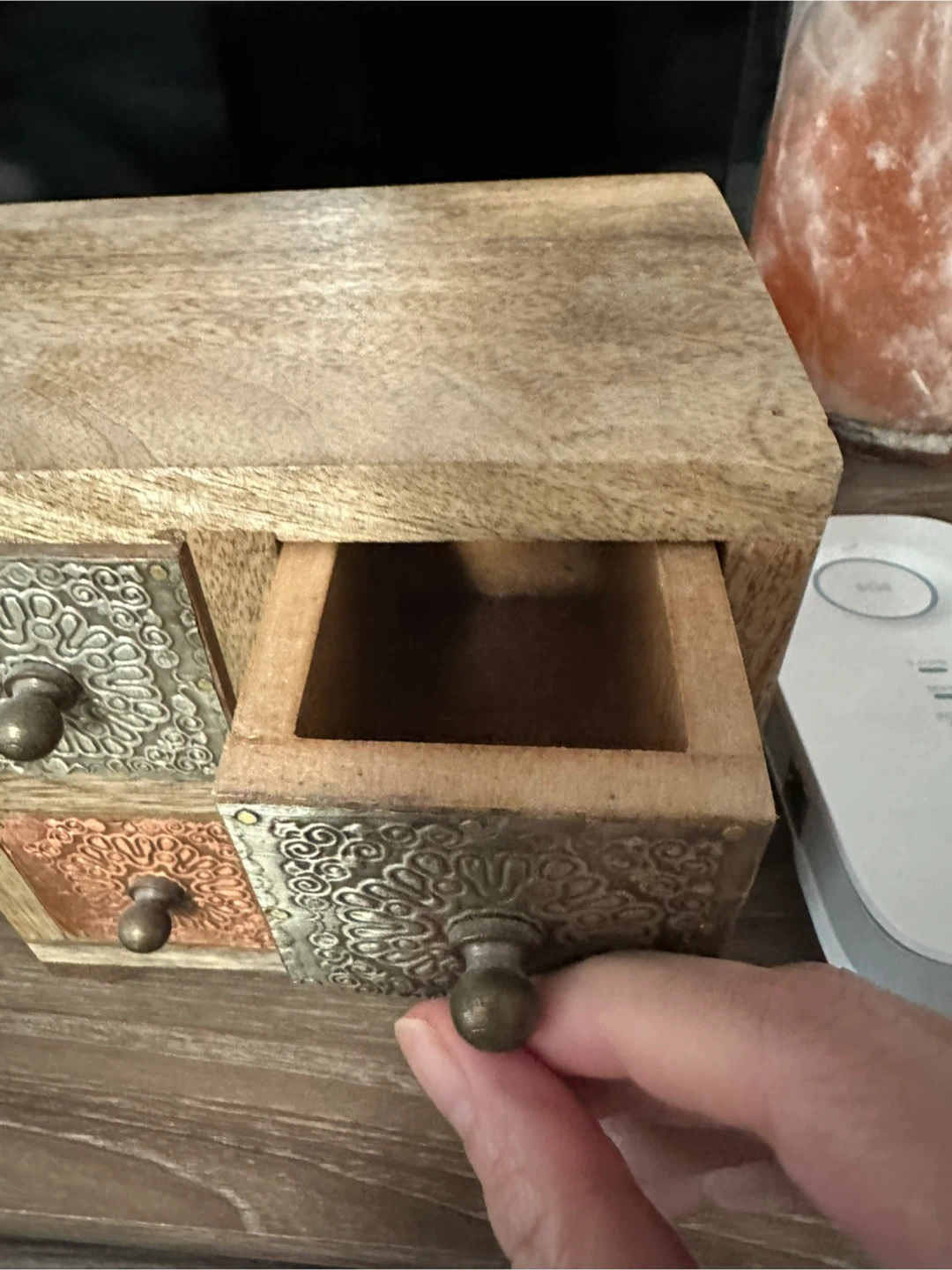 Wooden 4-Drawer Organizer Box with Decorative Metal Inlays - photo 2