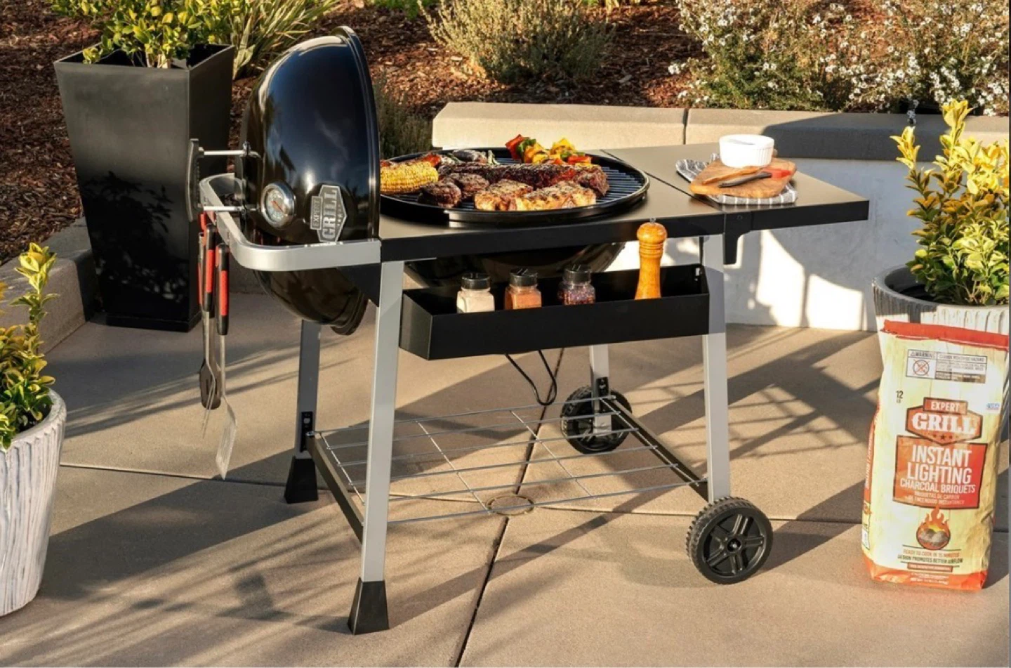 Expert Grill Charcoal Kettle Grill with Cart and Pizza Kit - photo 2