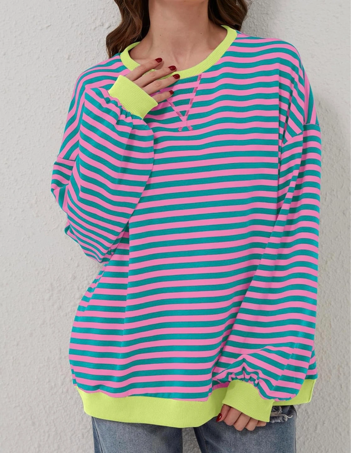 Striped Crewneck Sweatshirt - Size S - photo 3