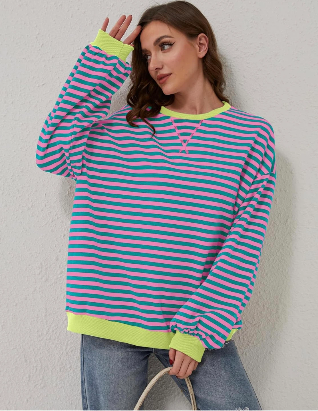 Striped Crewneck Sweatshirt - Size S