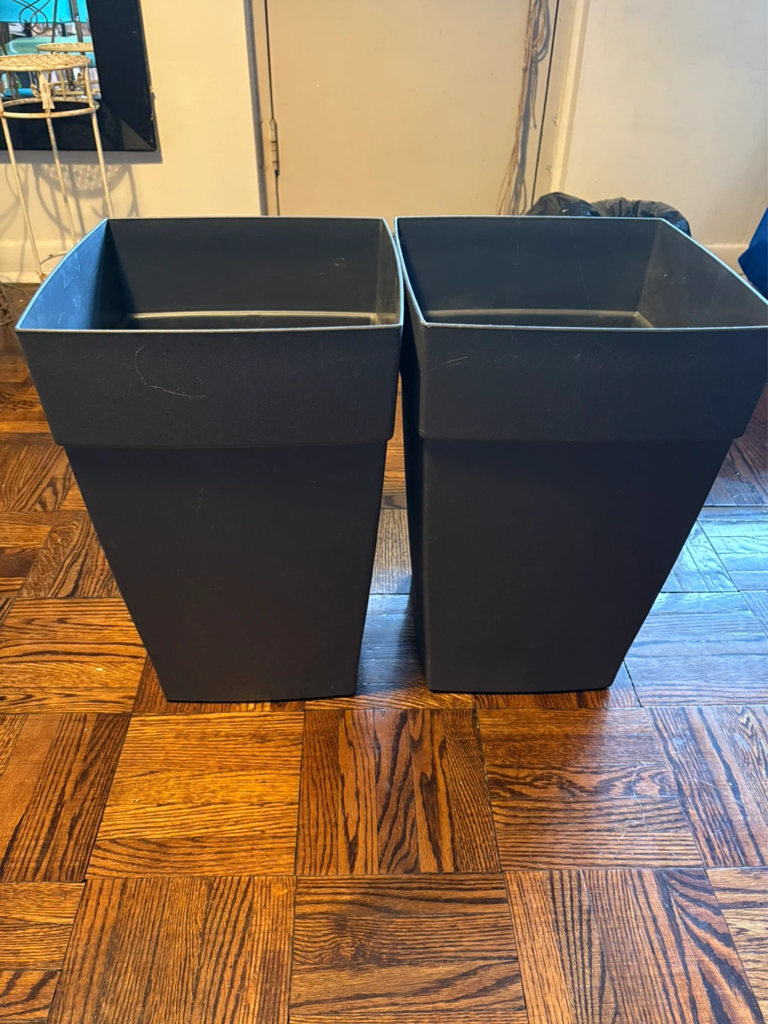 Two Black Square Planters