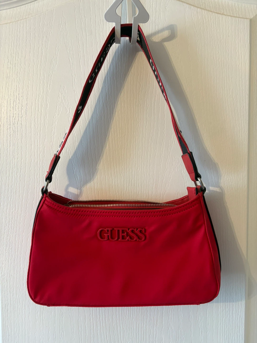 Red Guess Shoulder Bag with Logo Strap