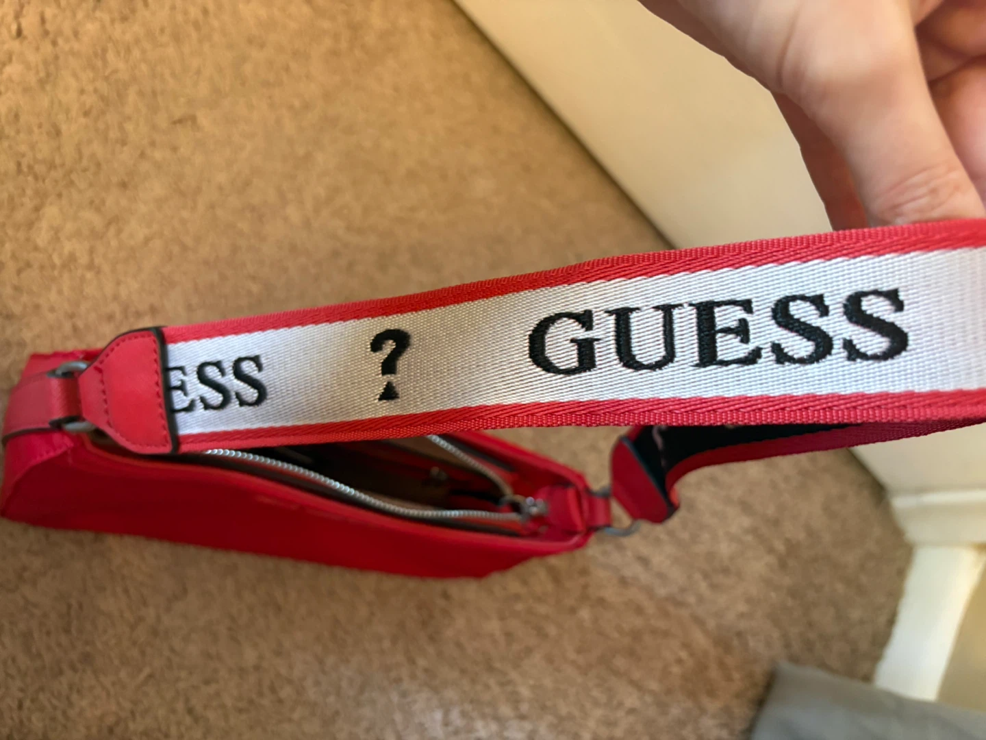 Red Guess Shoulder Bag with Logo Strap - photo 2