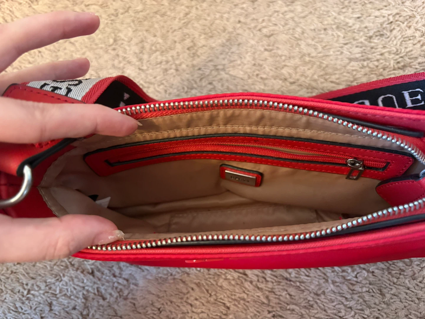 Red Guess Shoulder Bag with Logo Strap - photo 3