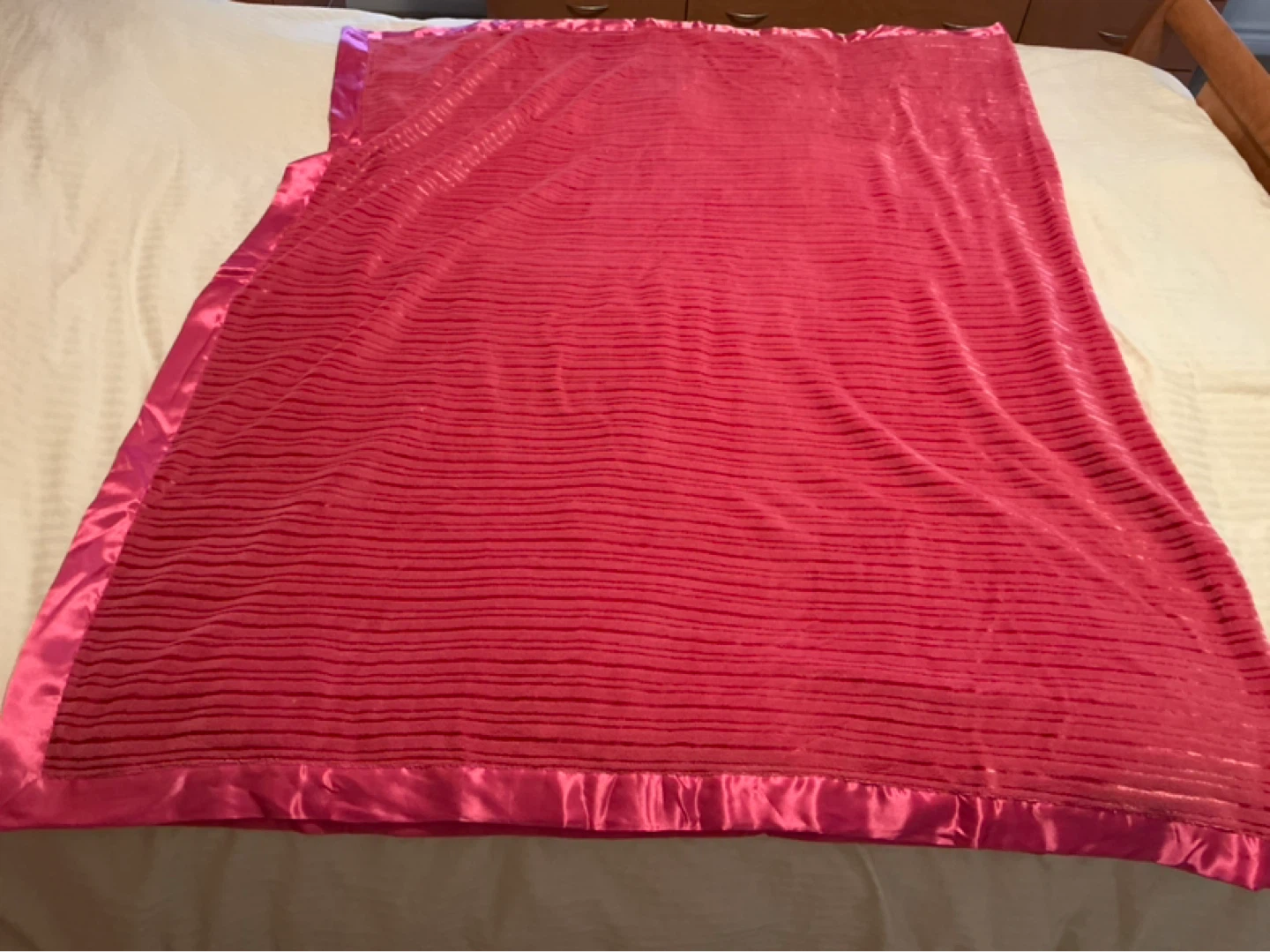 Pink Velour Blanket with Satin Trim
