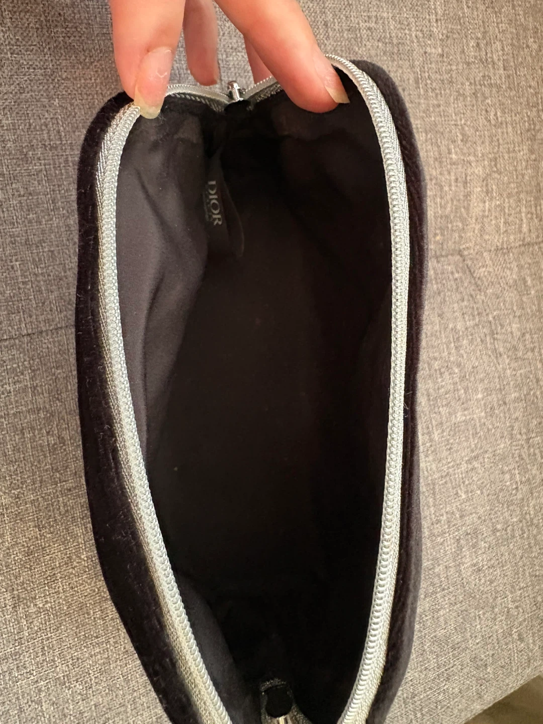 DIOR Black Velour Cosmetic Bag Pouch - photo 3