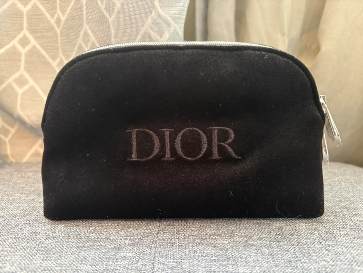 DIOR Black Velour Cosmetic Bag Pouch