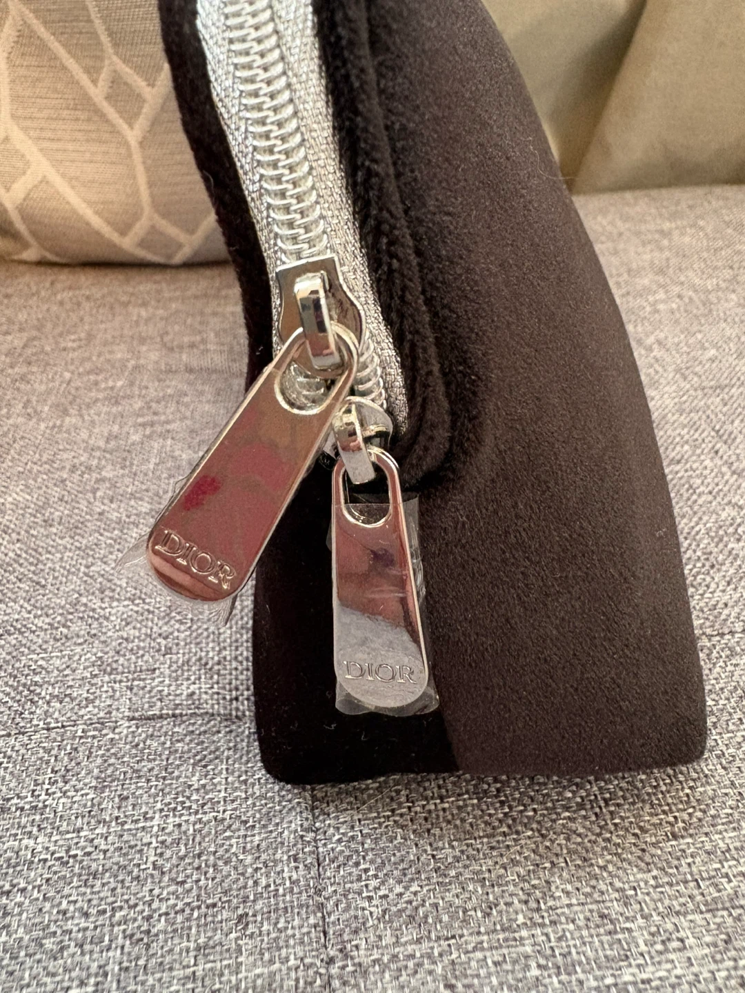 DIOR Black Velour Cosmetic Bag Pouch - photo 2