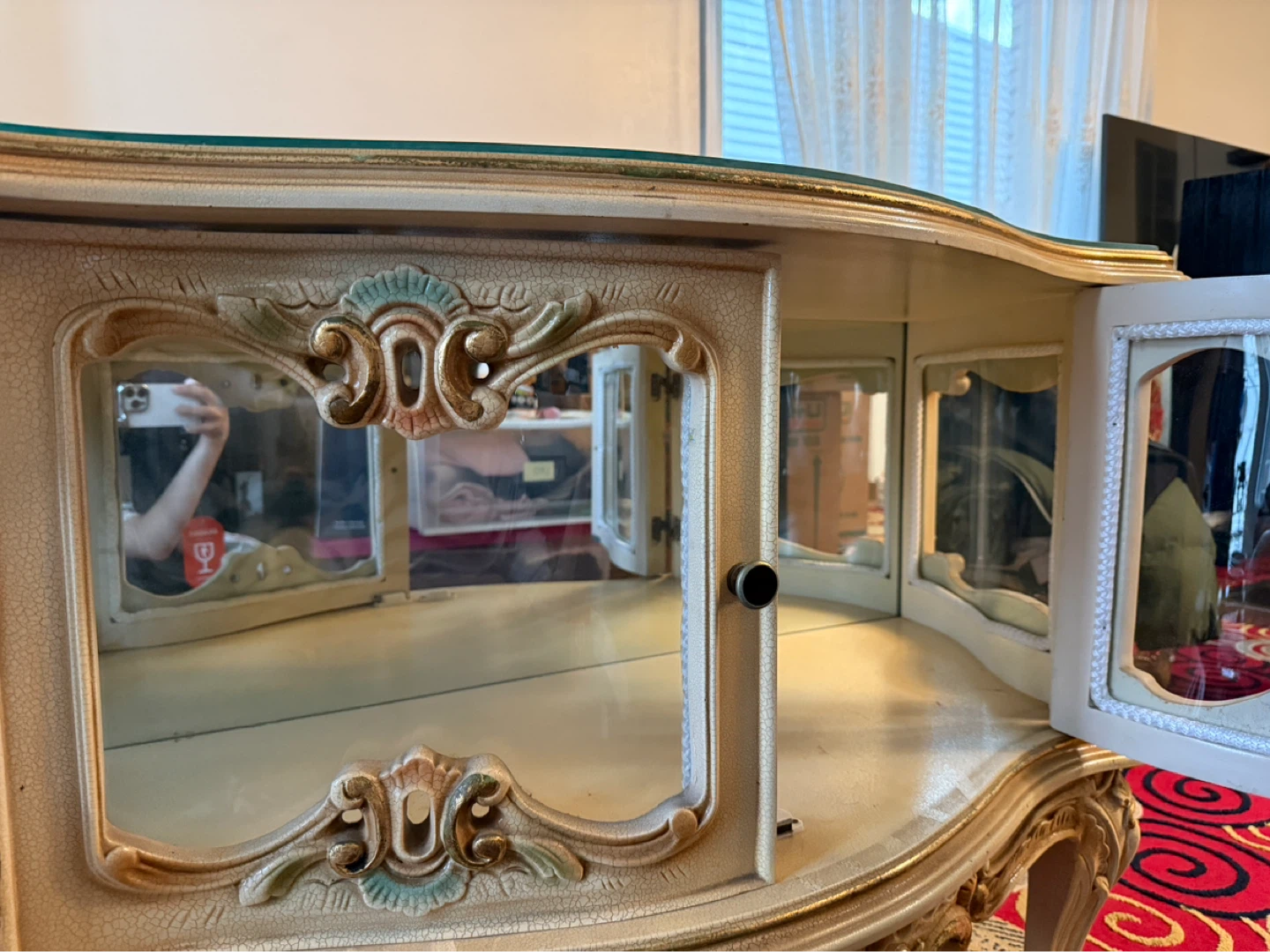 Vintage Ornate Display Cabinet with Glass Doors - photo 3