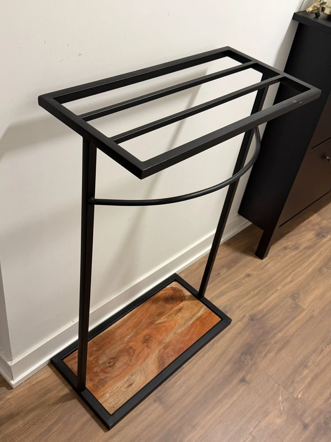 Metal and Wood Towel Rack Bathroom