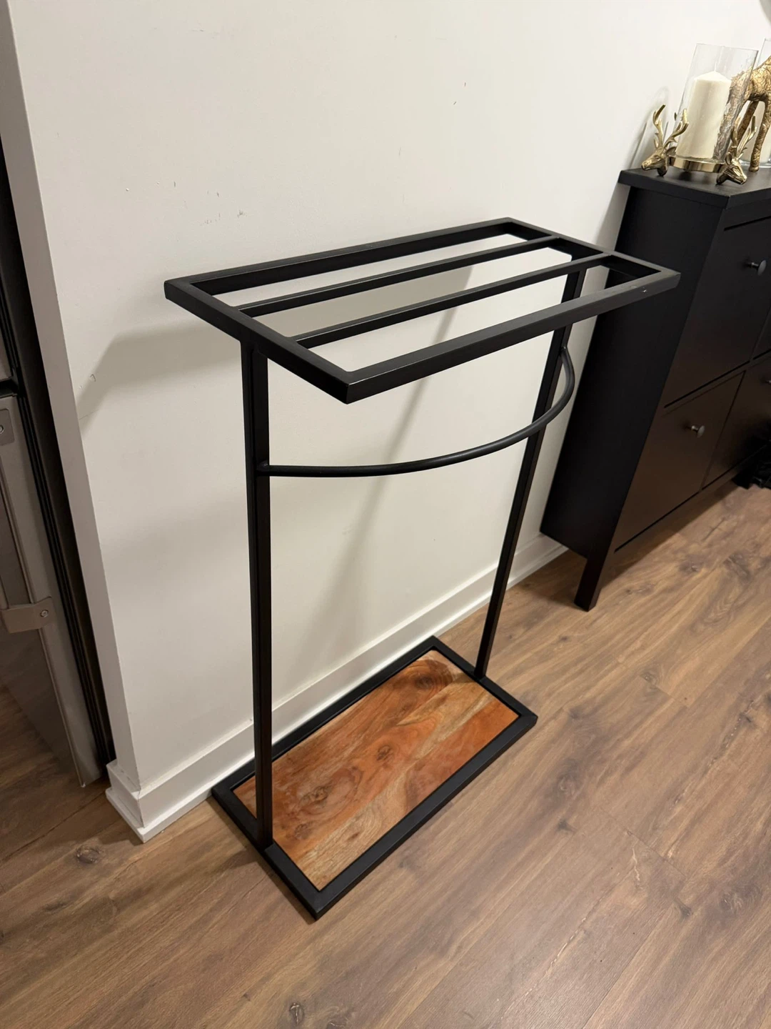 Metal and Wood Towel Rack Bathroom - photo 2