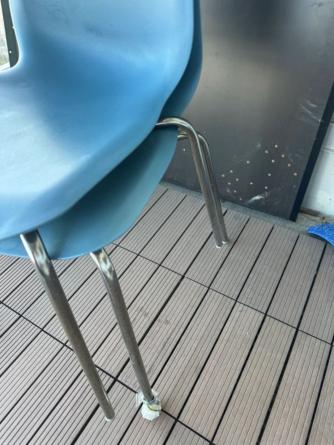 Two Light Blue Plastic Chair with Metal Legs - photo 4