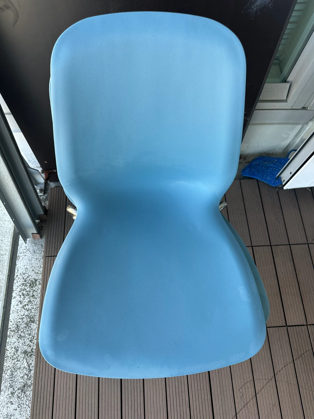 Two Light Blue Plastic Chair with Metal Legs - photo 2