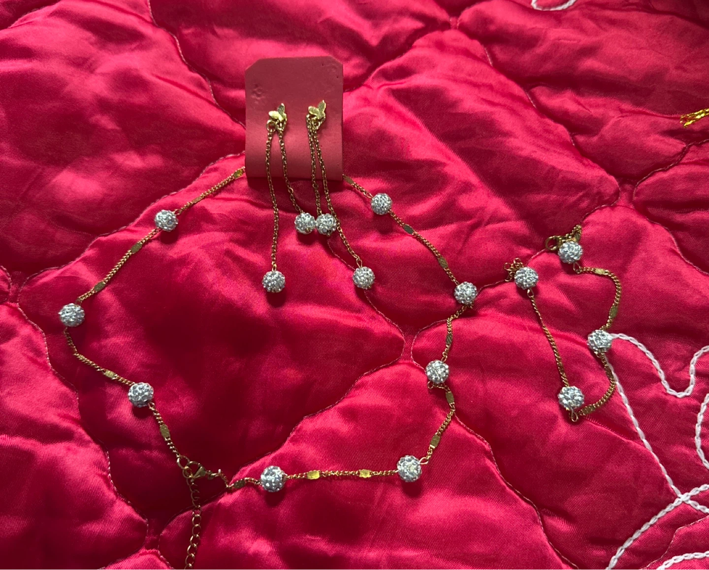 New Crystal ball gold jewelry set