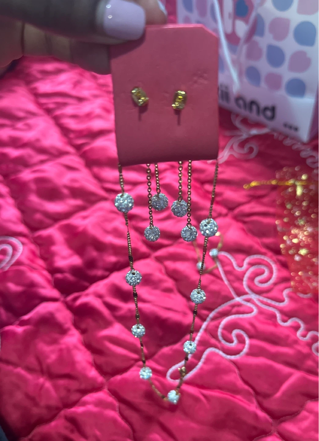 New Crystal ball gold jewelry set - photo 2