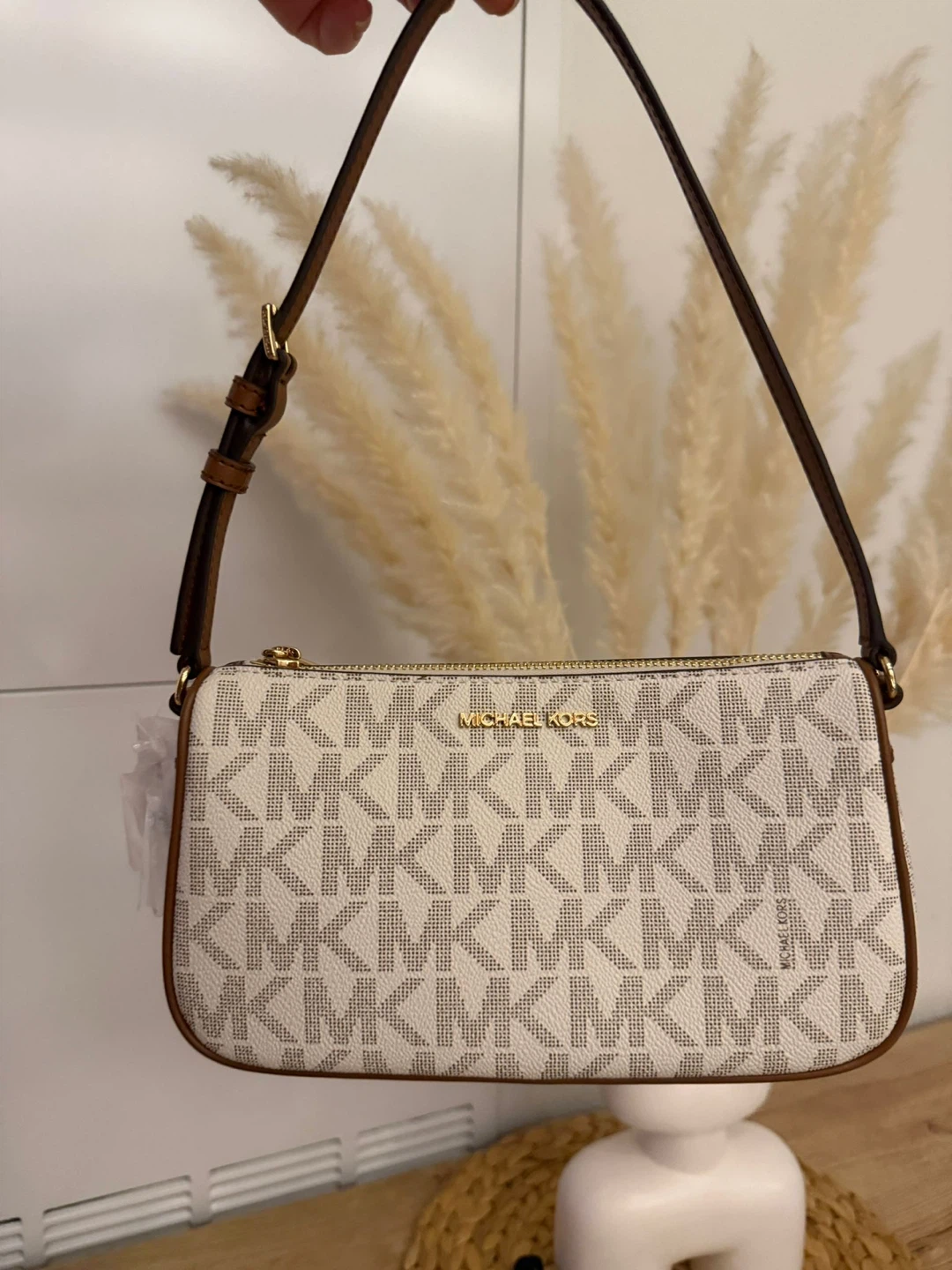Michael Kors Shoulder Bag - White/Brown MK Print