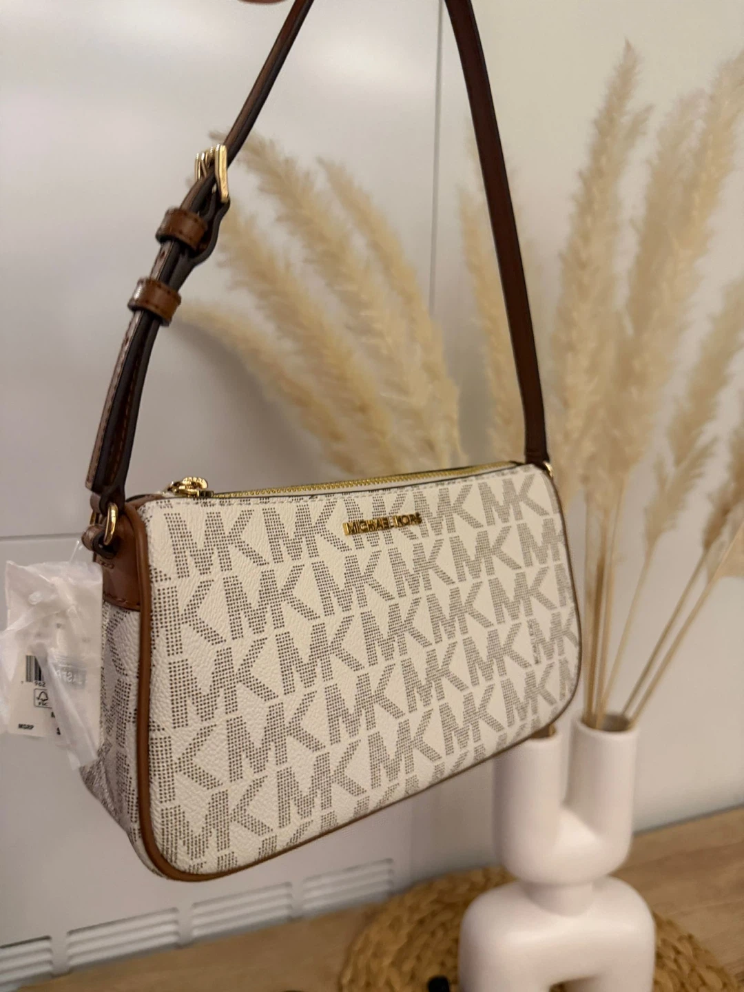 Michael Kors Shoulder Bag - White/Brown MK Print - photo 2