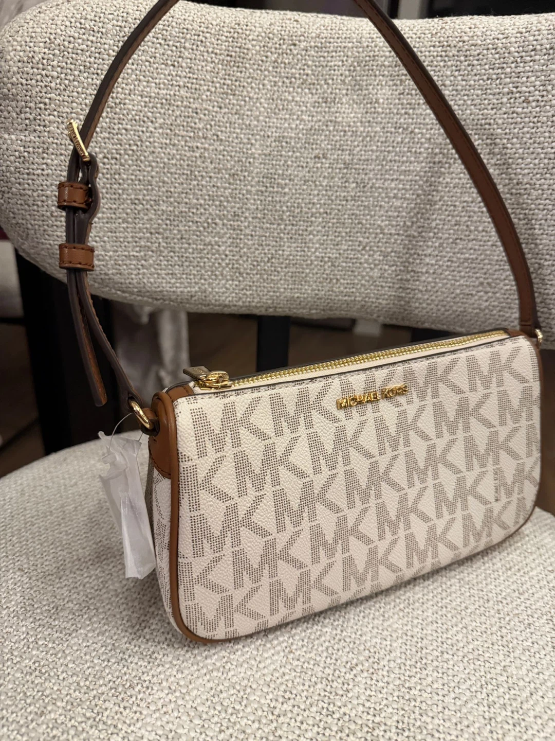 Michael Kors Shoulder Bag - White/Brown MK Print - photo 3