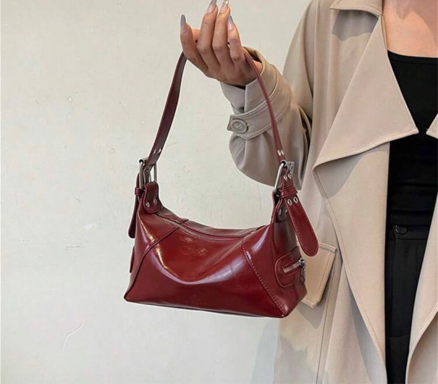 Red Patent Leather Shoulder Bag