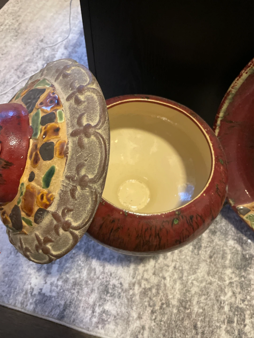 Decorative Ceramic Jar with Lid and accent piece with stand - photo 5