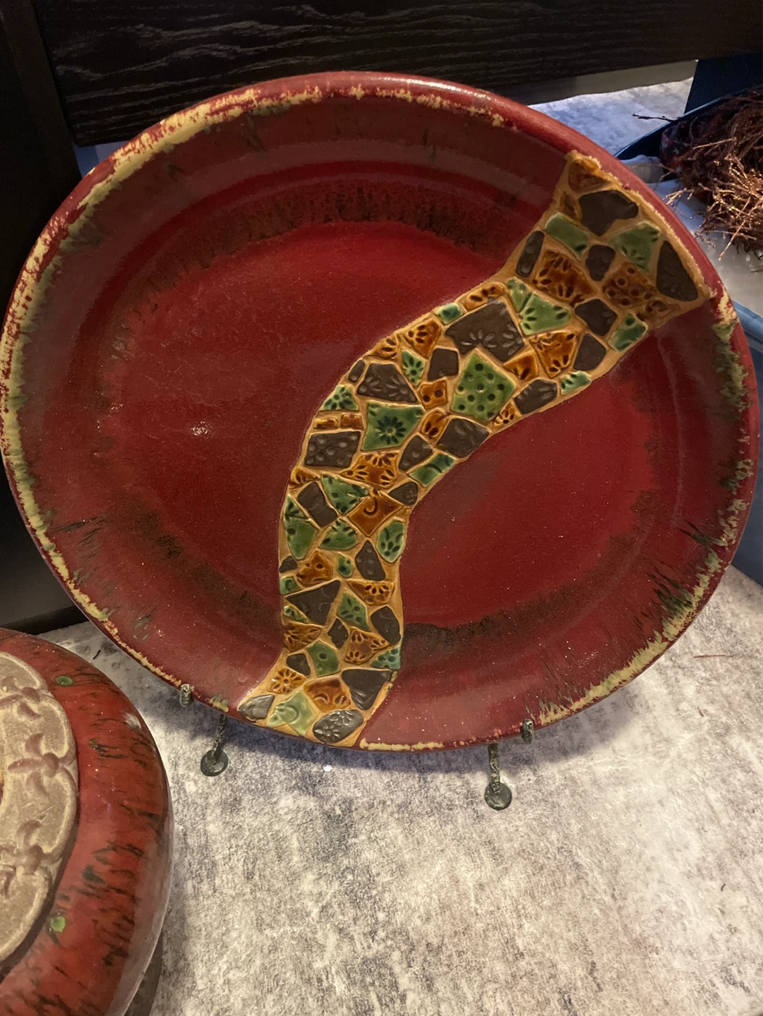 Decorative Ceramic Jar with Lid and accent piece with stand - photo 2