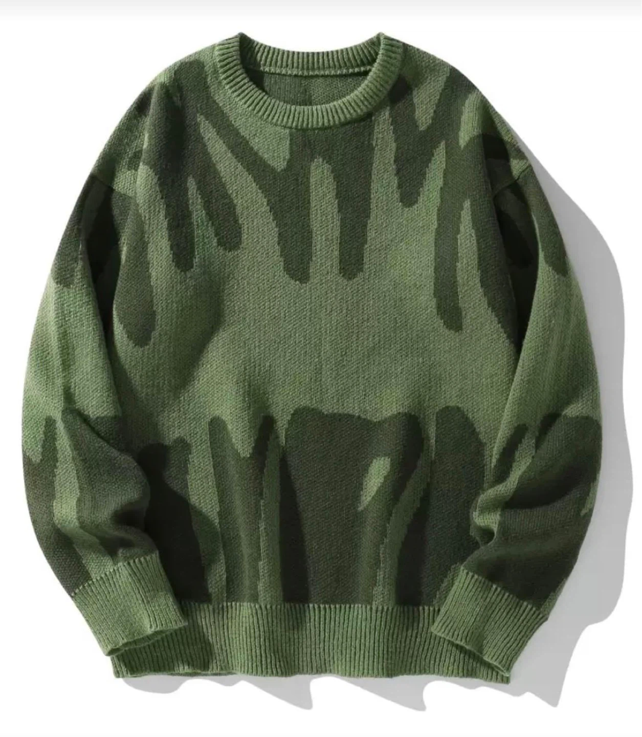 Green Camo Knit Sweater