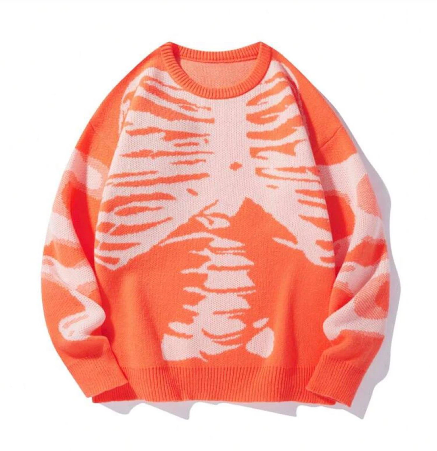 Orange Skeleton Knit Sweater