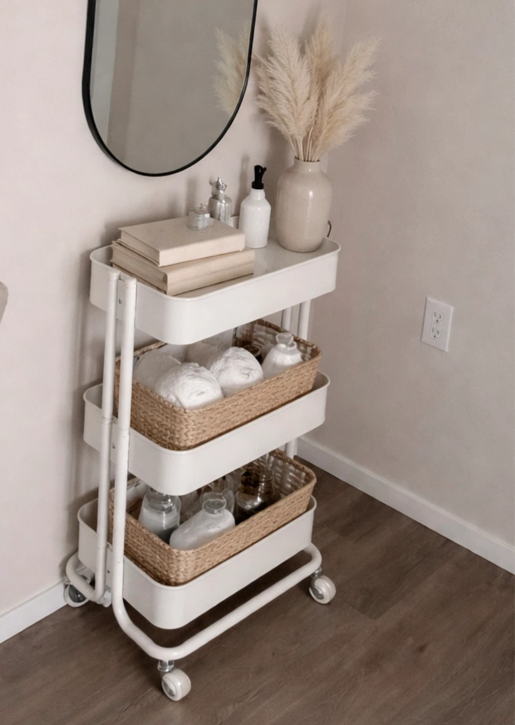 White 3-Tier Rolling Utility Cart