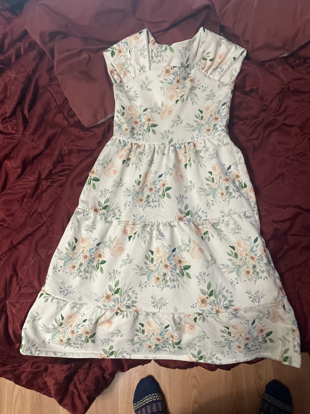 White Floral Tiered Dress
