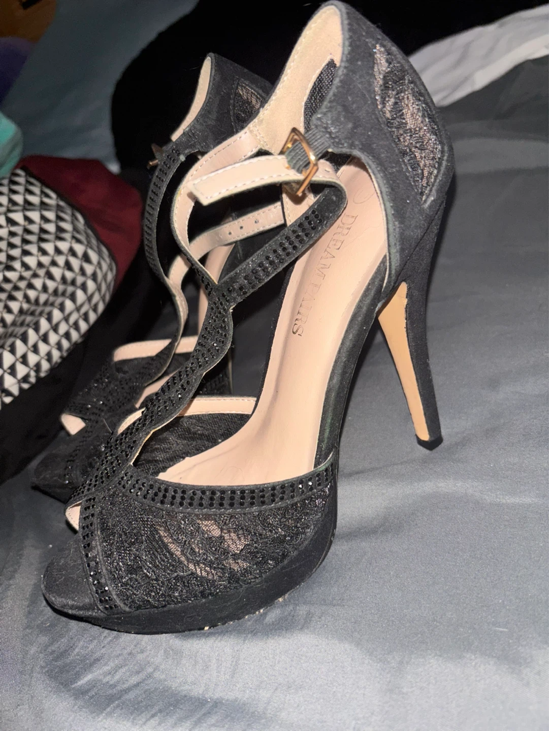 Dream Pairs Black Lace Heels