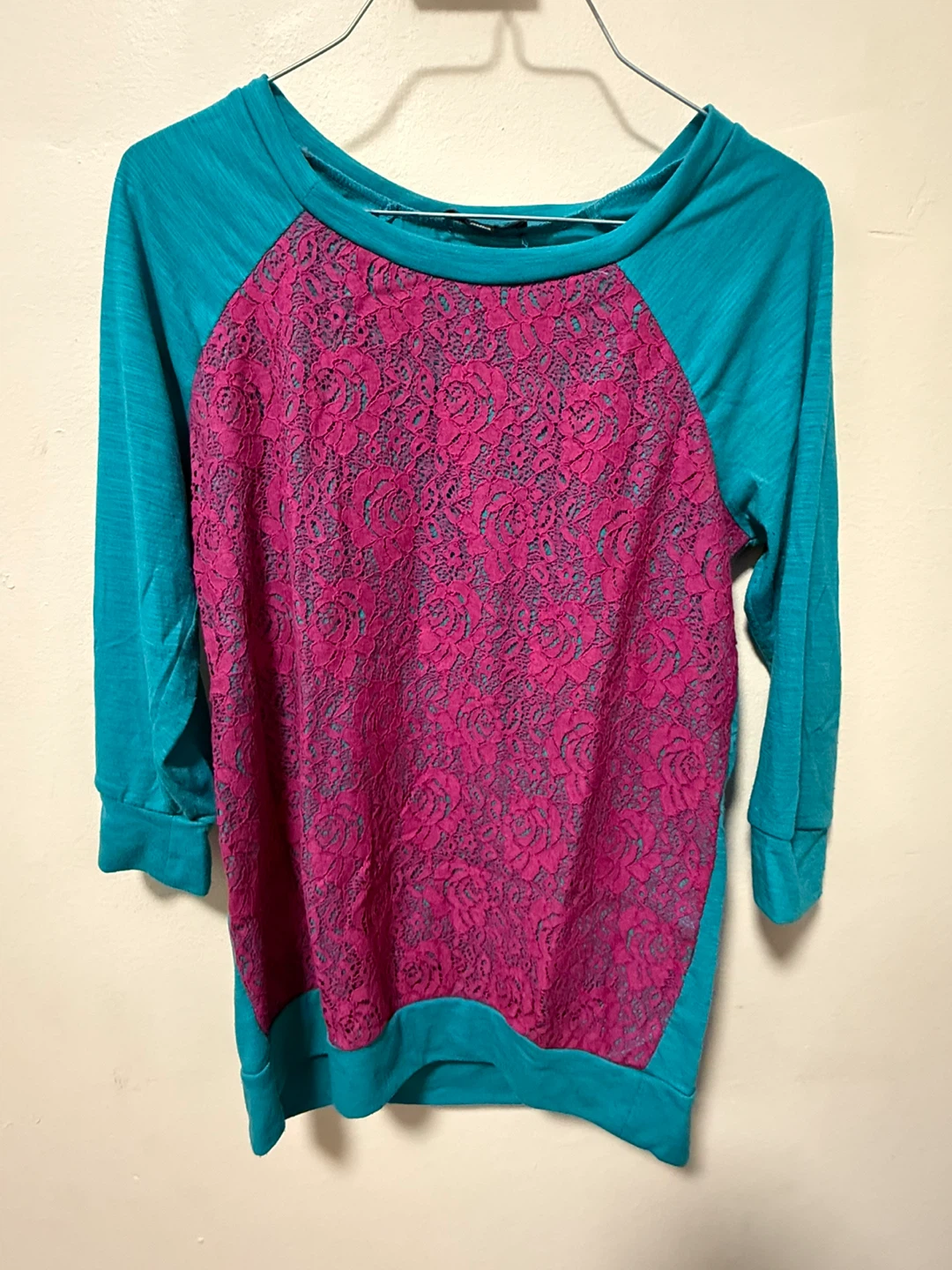 Notations Women's Long Sleeve Lace Inset Top - photo 2