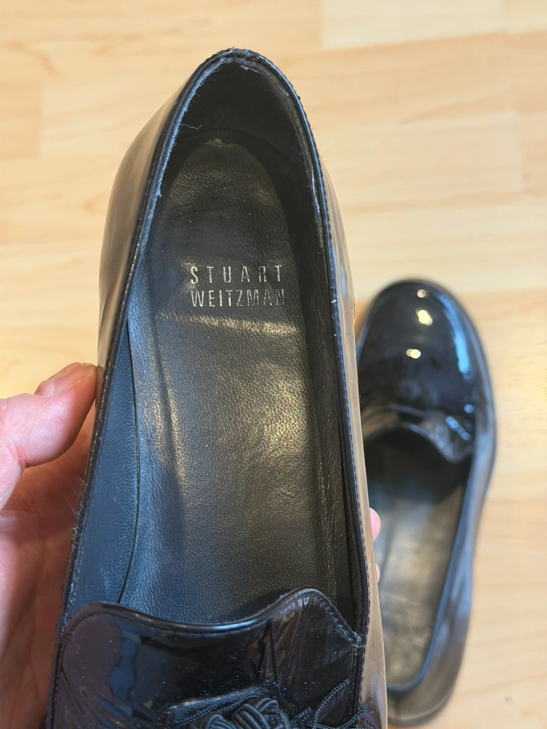 Stuart Weitzman Black Patent Loafers with Tassel - Size 7.5 - photo 3