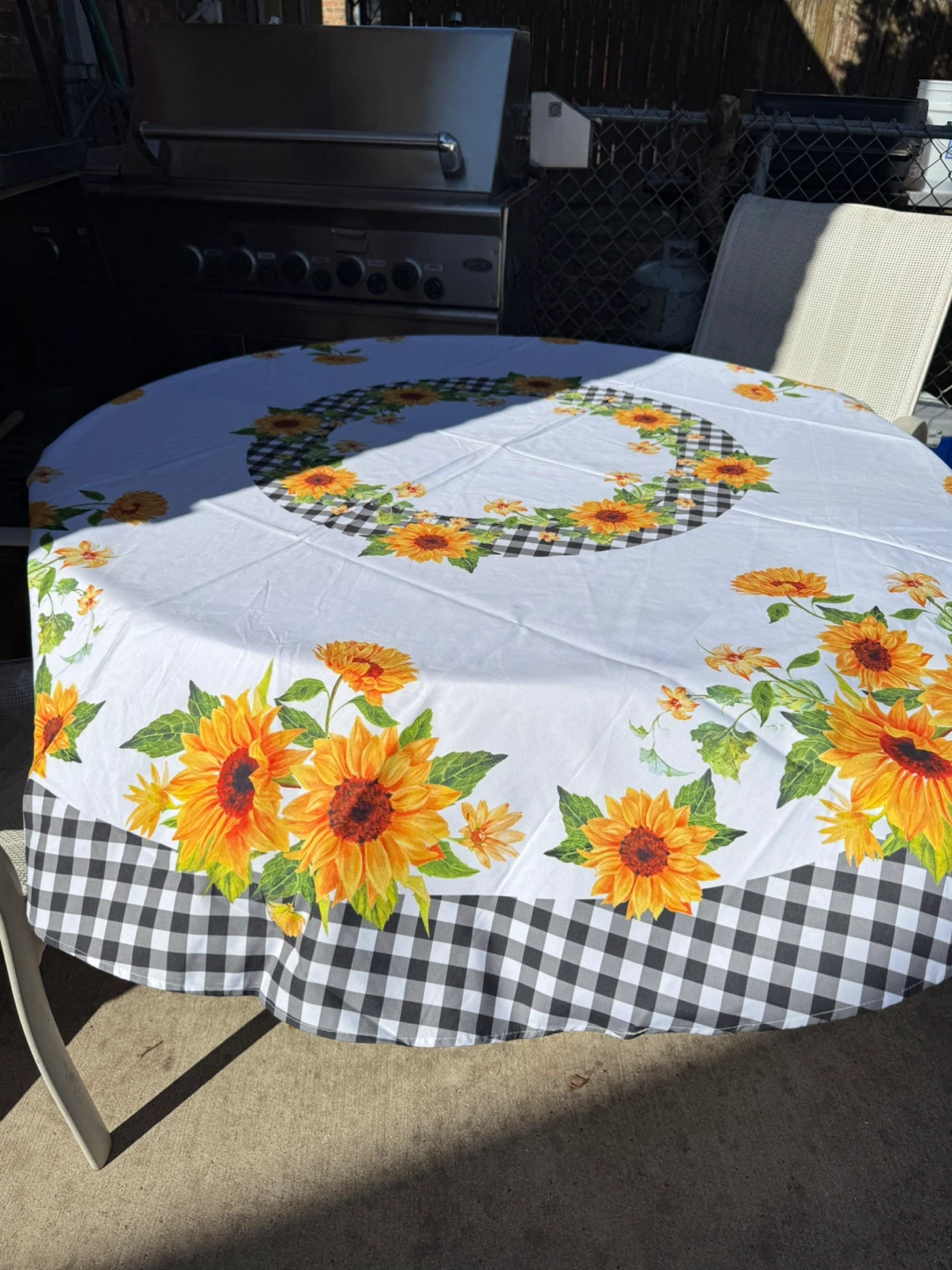 Sunflowers plaid tablecloth ROND - photo 2