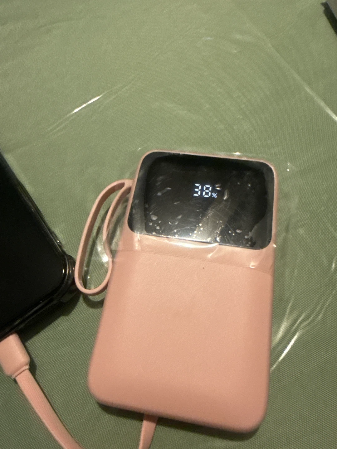 Pink 15000mAh Portable Charger with Built-in Cable - photo 2
