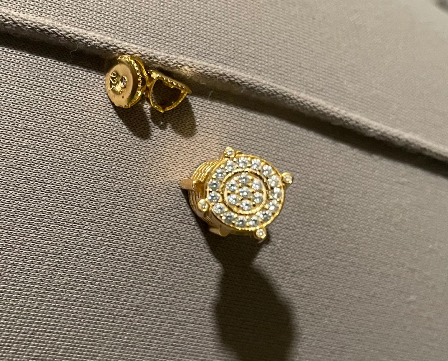 Gold plated Sterling Silver Earrings with moissanite