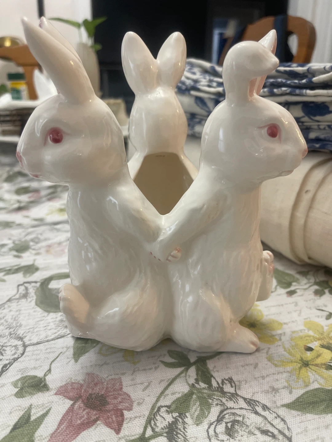 White Ceramic Bunny Holder