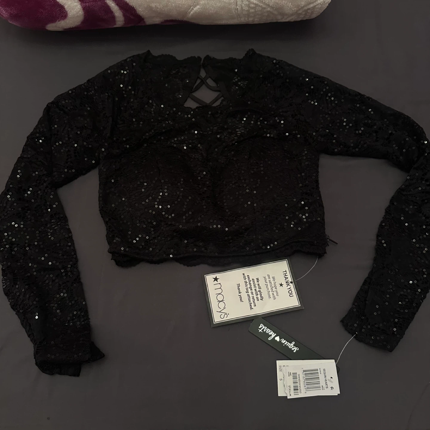 Black Lace Crop Top women’s small - photo 2