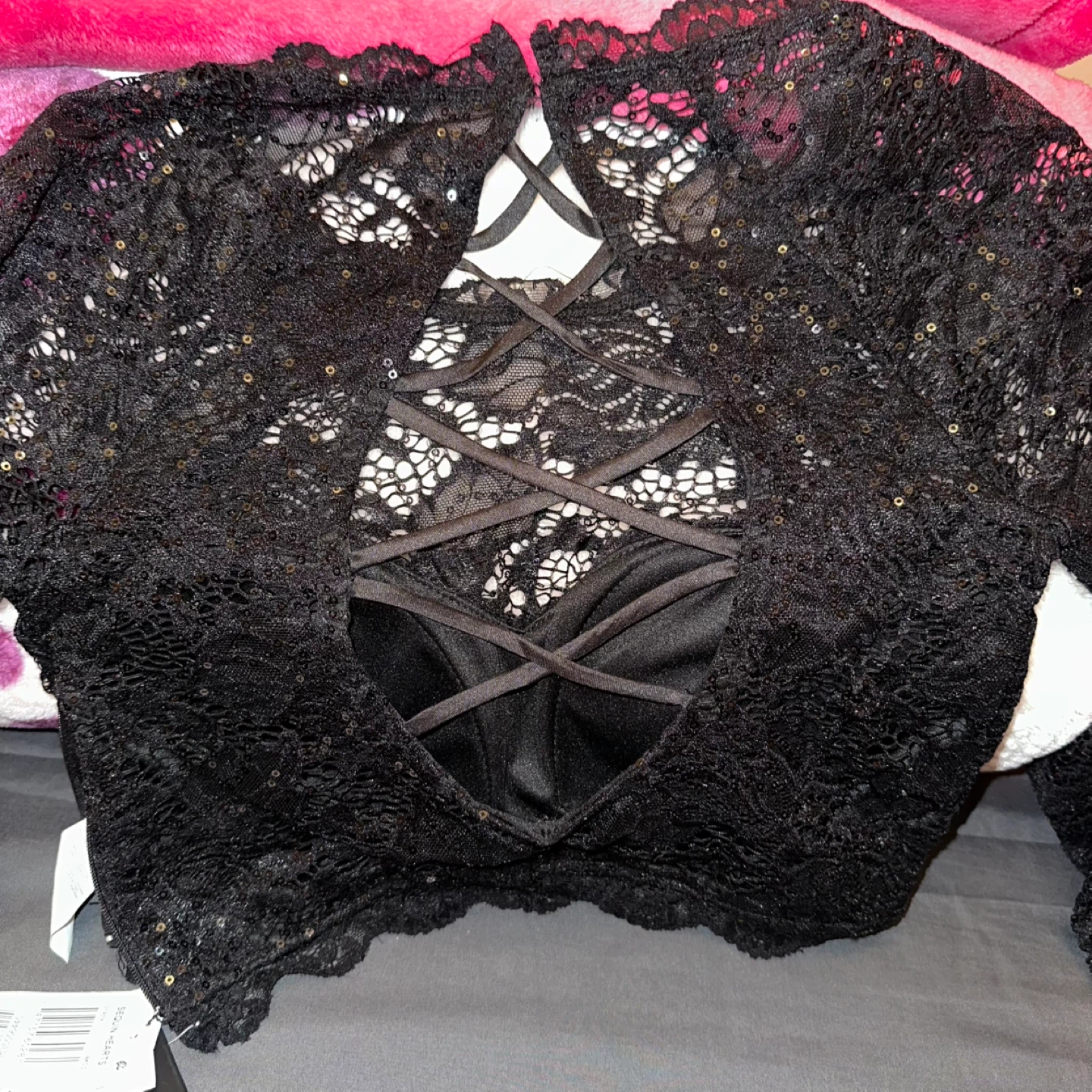 Black Lace Crop Top women’s small - photo 4