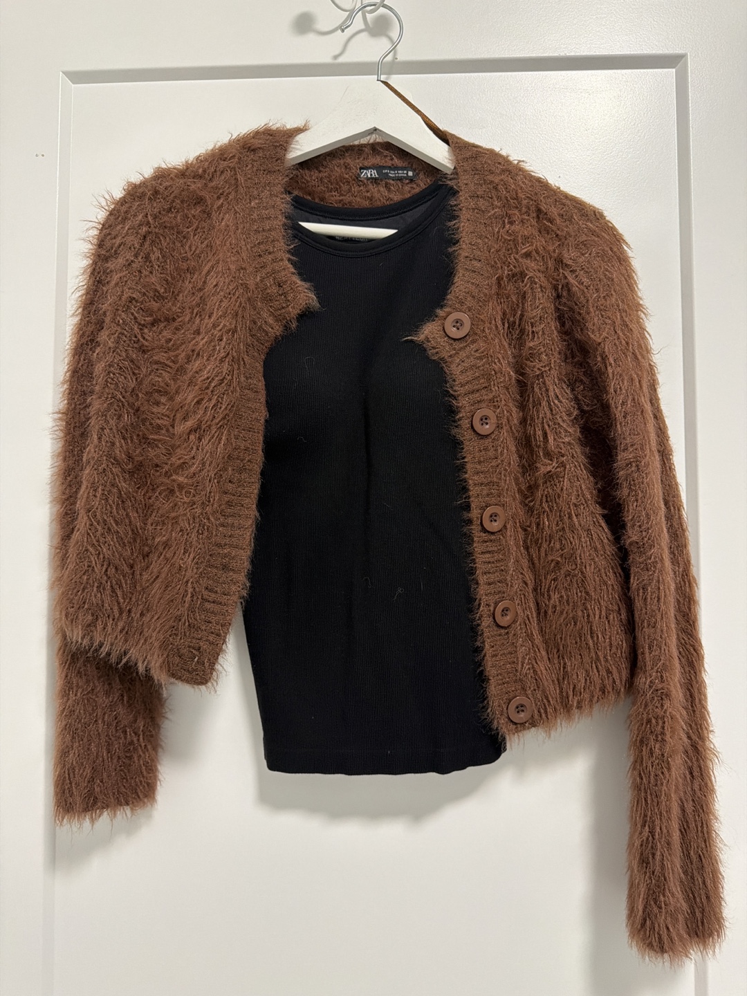 ZARA Fuzzy Cardigan - Brown