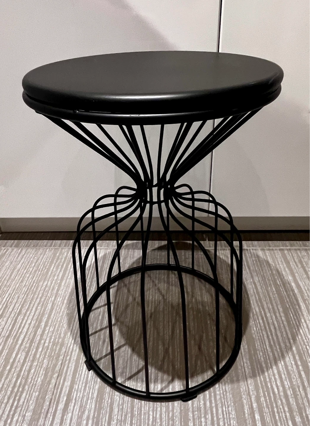 Black Metal Wire Cage Accent Table
