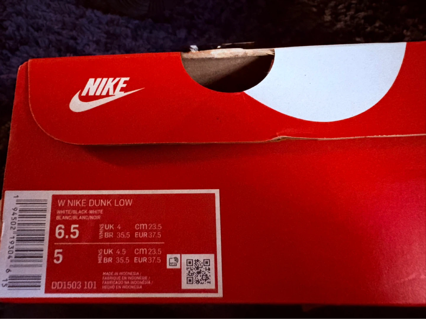 Nike Dunk Low White/Black Women's Shoes - Size 6.5 - photo 4