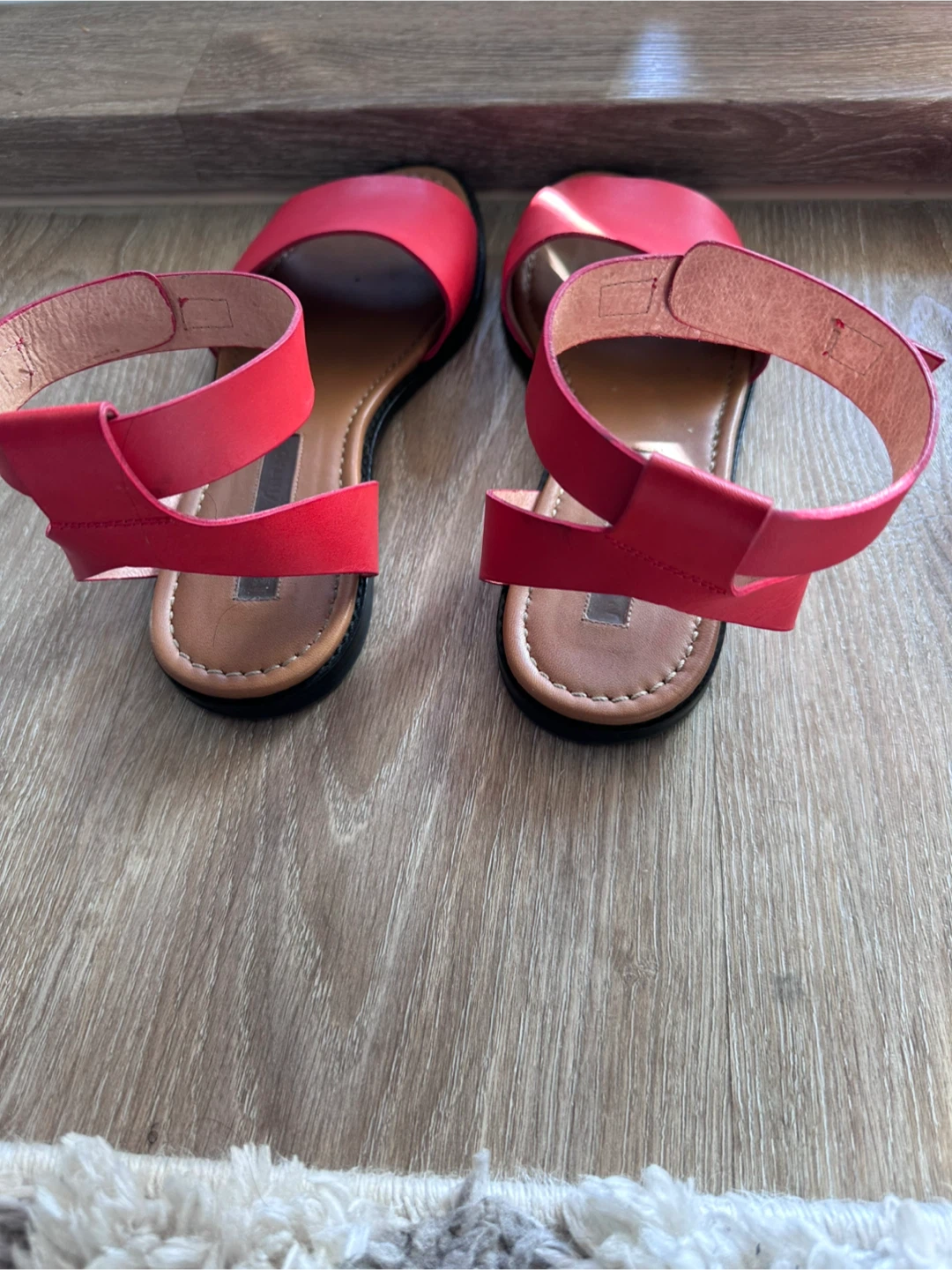 Modern Vintage Red Leather Ankle Strap Sandals - photo 2