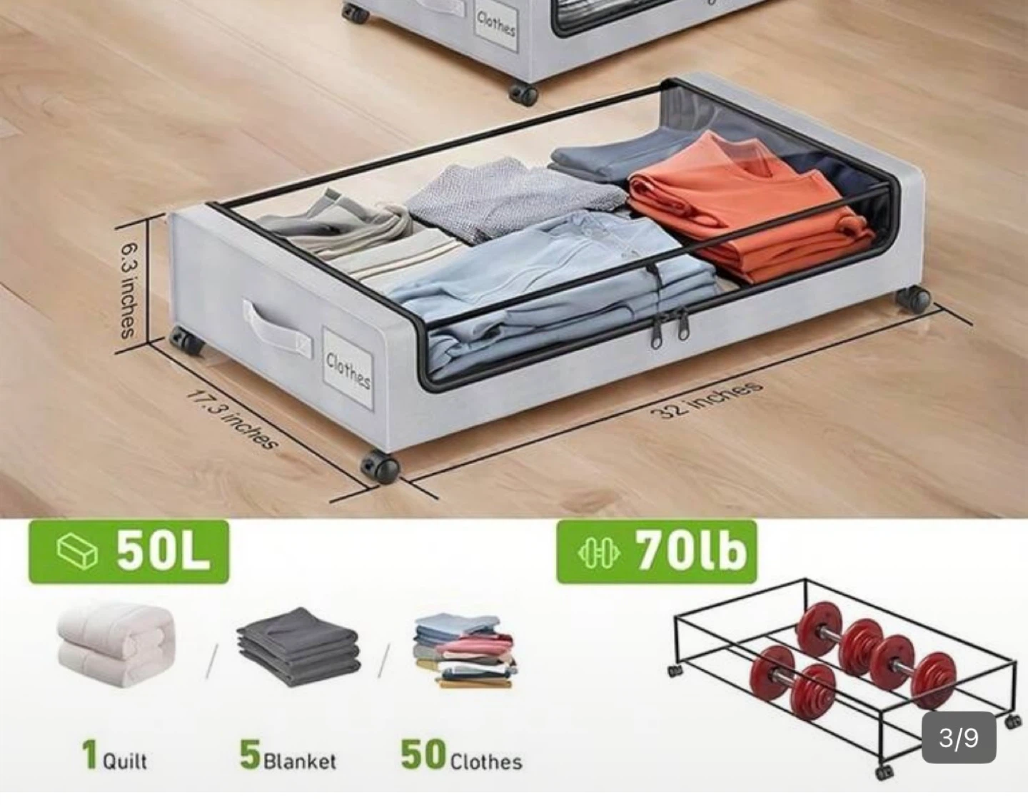 ※New※Under Bed Storage Box with Lid - photo 2