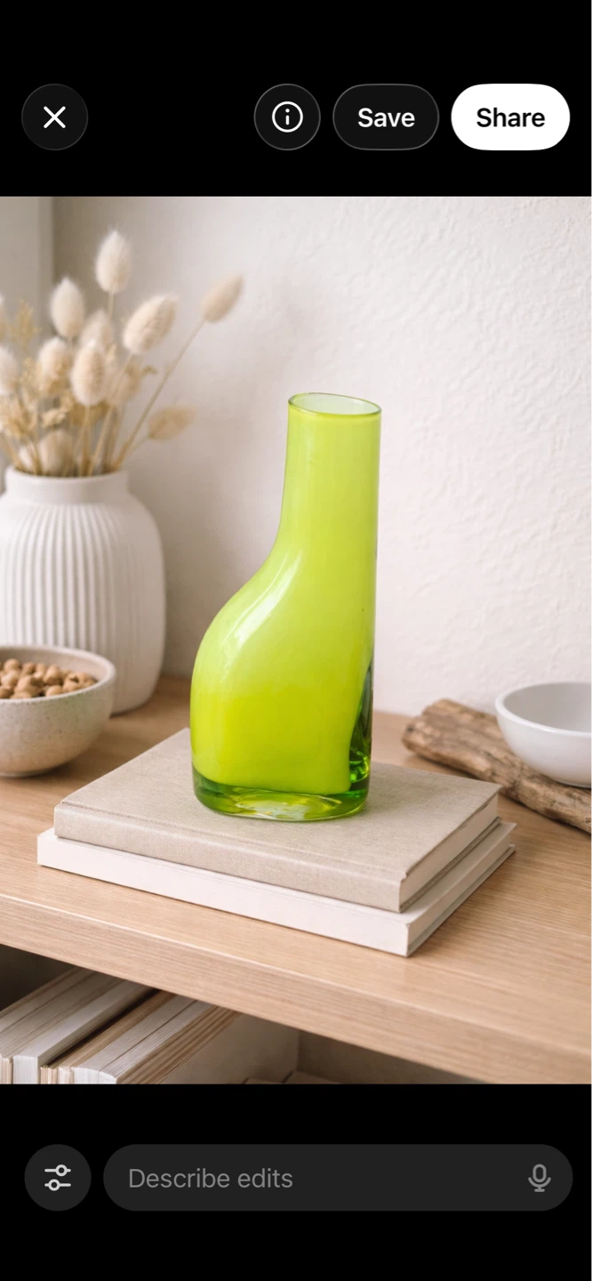 IKEA vintage green vase asymmetric soliflore Nottingham 90s